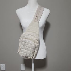 Reebok Cream Quilted Sling Bag